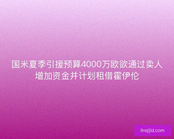 国米夏季引援预算4000万欧欲通过卖人增加资金并计划租借霍伊伦